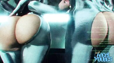 Futuristic Cyber Truck Threesome with Angel Youngs and Violet Myers