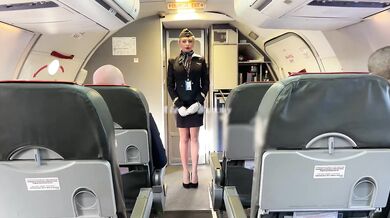 Married newcomer stewardess fuck with both pilots during flight (DP)