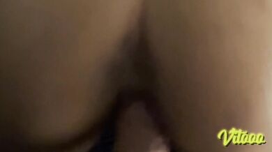 My girlfriend shows you her anus while sitting on a cock