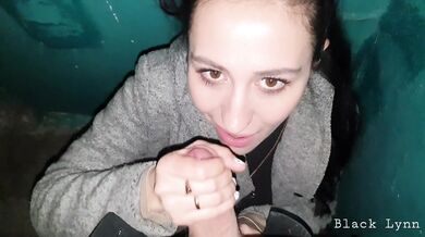 Married Brunette Sucked off her Neighbor in the Stairwell - Black Lynn