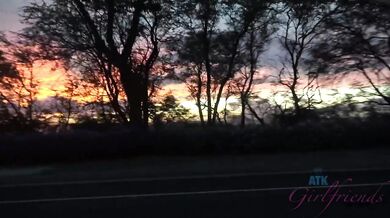 On vacation with pornstar Vina Sky hanging at the beach and playing with her pussy in the car