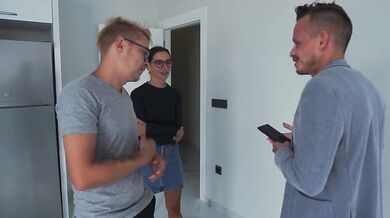 The Husband watches his Wife being Fucked by a realtor for a Discount!