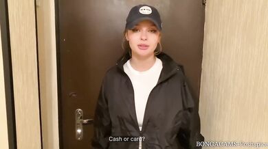 Fucked the pizza girl. She could not resist my proposal. (With subs)