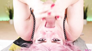 Upside down throat fucking | Spits covered that pretty face and hair