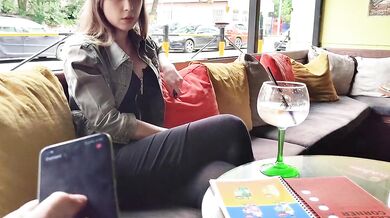 Remote control orgasm of my stepsister in Bar !
