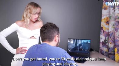 My nerd stepbrother had never seen pussy, so I fucked his mouth with my pussy and sat on his face