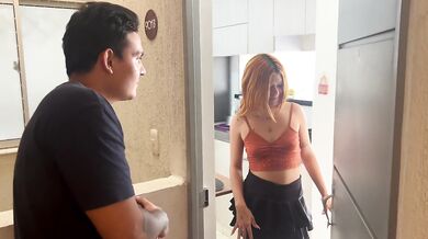 My horny little neighbor asks me for sugar and I give her semen in her pussy. english