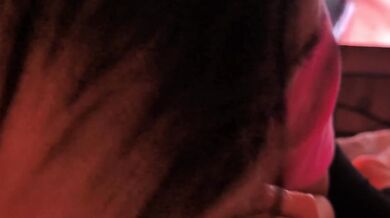 Blowjob while porn on background