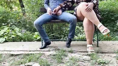 Slutty Mature MILF With Sexy Legs Helps Me Pee While Sitting On A Bench