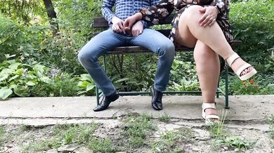 Slutty Mature MILF With Sexy Legs Helps Me Pee While Sitting On A Bench