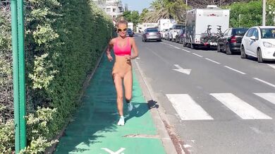 Morning Run Of Monika Fox Without Panties Through The Streets Of The City