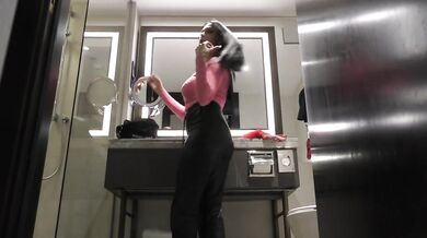 Big Tits Latina Hot Brunette without panties in Short Mini Skirt gives a Handjob to Tease for Precum