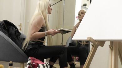 Hot Blonde Tight Pussy Small Hands Sexy Art Student works on a Dick to drain the Balls
