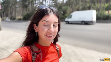 Public Blowjob in the Bushes with Stranger and Crazy Cumwalk Covered in Cum