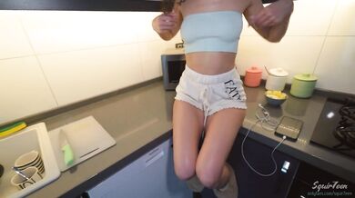 Curly horny neighbor makes a huge squirt if she is fucked hard