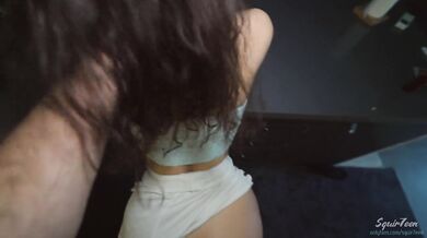 Curly horny neighbor makes a huge squirt if she is fucked hard