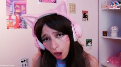 Dva Owerwatch Cosplay. Gamer Girl Ride Dildo & Sucking Cock While Playing