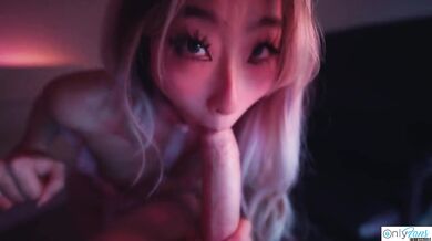 SEXY Asian Teen Raya Steele Massages My Cock With Her Throat!