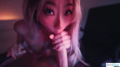 SEXY Asian Teen Raya Steele Massages My Cock With Her Throat!