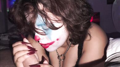 Sexy clown gives you head on Halloween night