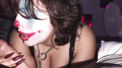 Sexy clown gives you head on Halloween night