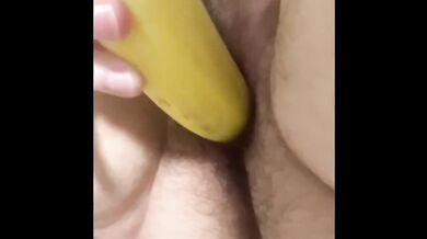Mature MILF BBW Banana Fuck rub masturbation food