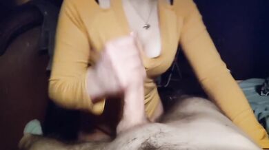 I Jerk My Stepbro's Hard Dick Huge Cumshot