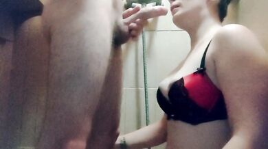 Emily suck hard cock in the shower! -EmilyandSteven