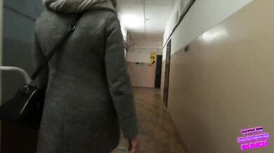 Risky Blowjob On Stairs of The Mall