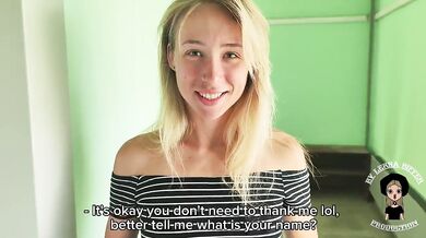 Public pussy fucking and blowjob from new sexy young neighbor