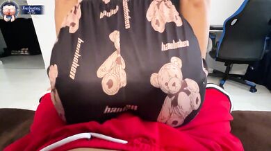 Humping and make my stepbrother cum on him,with me ass in my new cute pajamas