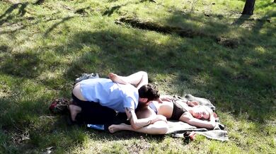 Fan request! Outdoor nude, fucking, pussylicking, cumshot in the forest