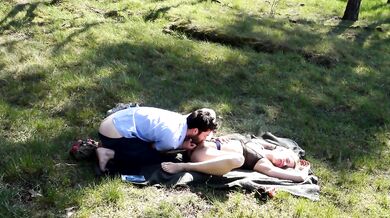Fan request! Outdoor nude, fucking, pussylicking, cumshot in the forest