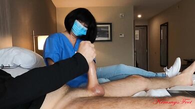 COCK FLASHING Real hotel maid watches me jerk off. she helps with handjob and cum in her panties