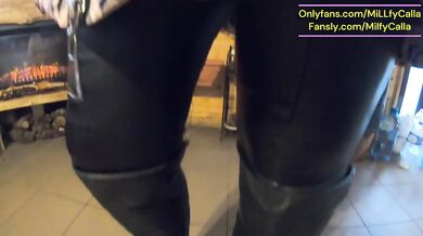 DownCoat Fetish – Leather Pants, Deepthroat & Messy Cum on My Jacket