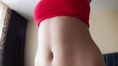 Fucking a girl with big Tits and cumming on her feet