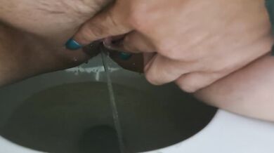 MILF Toilet Piss in Black Panties
