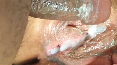 Black dick fat man up close fucking doggystyle, missionary & Jerking off cock on meaty pussy rubbing