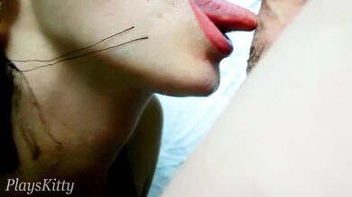 SLOPPY BLOWJOB, ORAL CREAMPIE, SWALLOWS CUM - PLAYSKITTY 4K