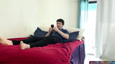 Voyeur stepmom fucks stepson after catching him masturbating