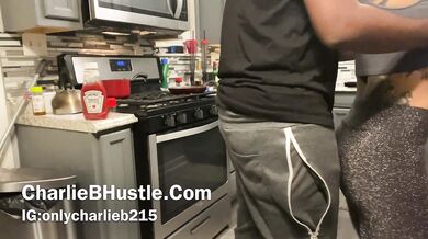 CharlieBhustle gets fucked while cooking coming in from the club