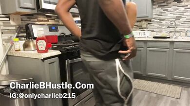 CharlieBhustle gets fucked while cooking coming in from the club