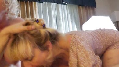2 Blonde cougars work over a massive cock pt3 (HoneyButter and Tori J)