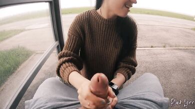 Risky Public Blowjob on a Bus Station near the Road - Almost Caught! - Black Lynn