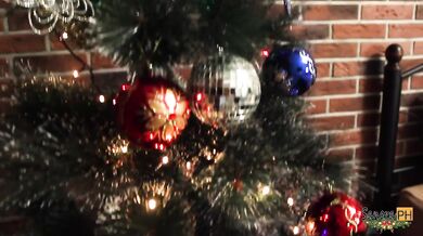 Cute Bambi girl gets fucked in the ass and sucks a fat cock for Christmas