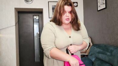 Cute chubby hottie does a tender and intense handjob and sucks cock for the first time