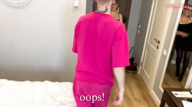 Hot Wife gets two dicks in her ass from her Husband and Stepson after Cheating at a corporate party!