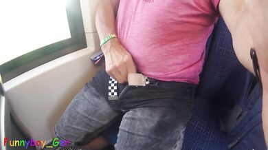 I love jerking off my thick cock with foreskin on a moving train.