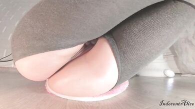 Intense Sensual Clit Rubbing in Ripped Gray Leggings & Huge Sticky Cum(Play with This)