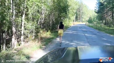 Busty Fit Girl Fucks Muscular Stranger Trainer in the Forest After Jogging